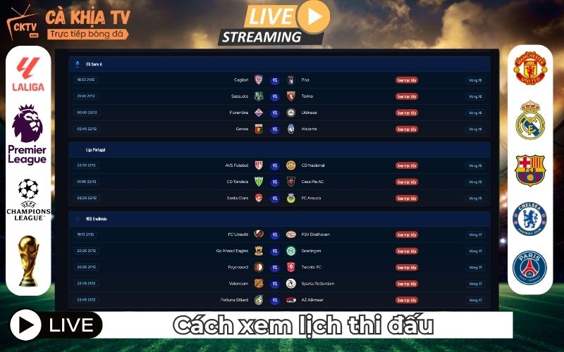 Hướng dẫn xem lịch thi đấu "nhanh như chớp"